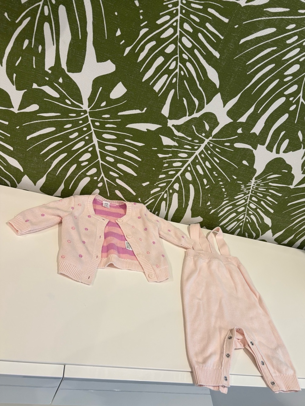 GAP Pink Knit Cardigan and Suspender Pajama Set